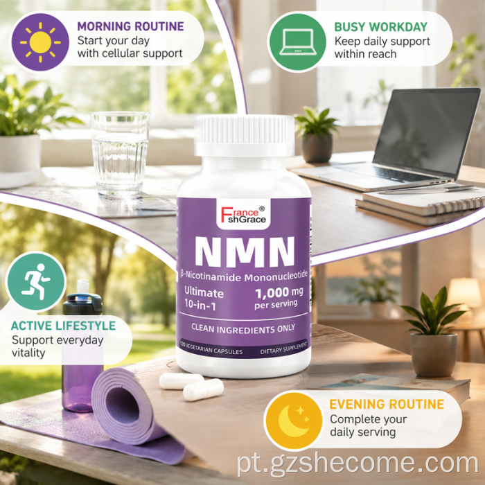 Shecome NMN Cápsulas Antienvelhecimento com Resveratrol